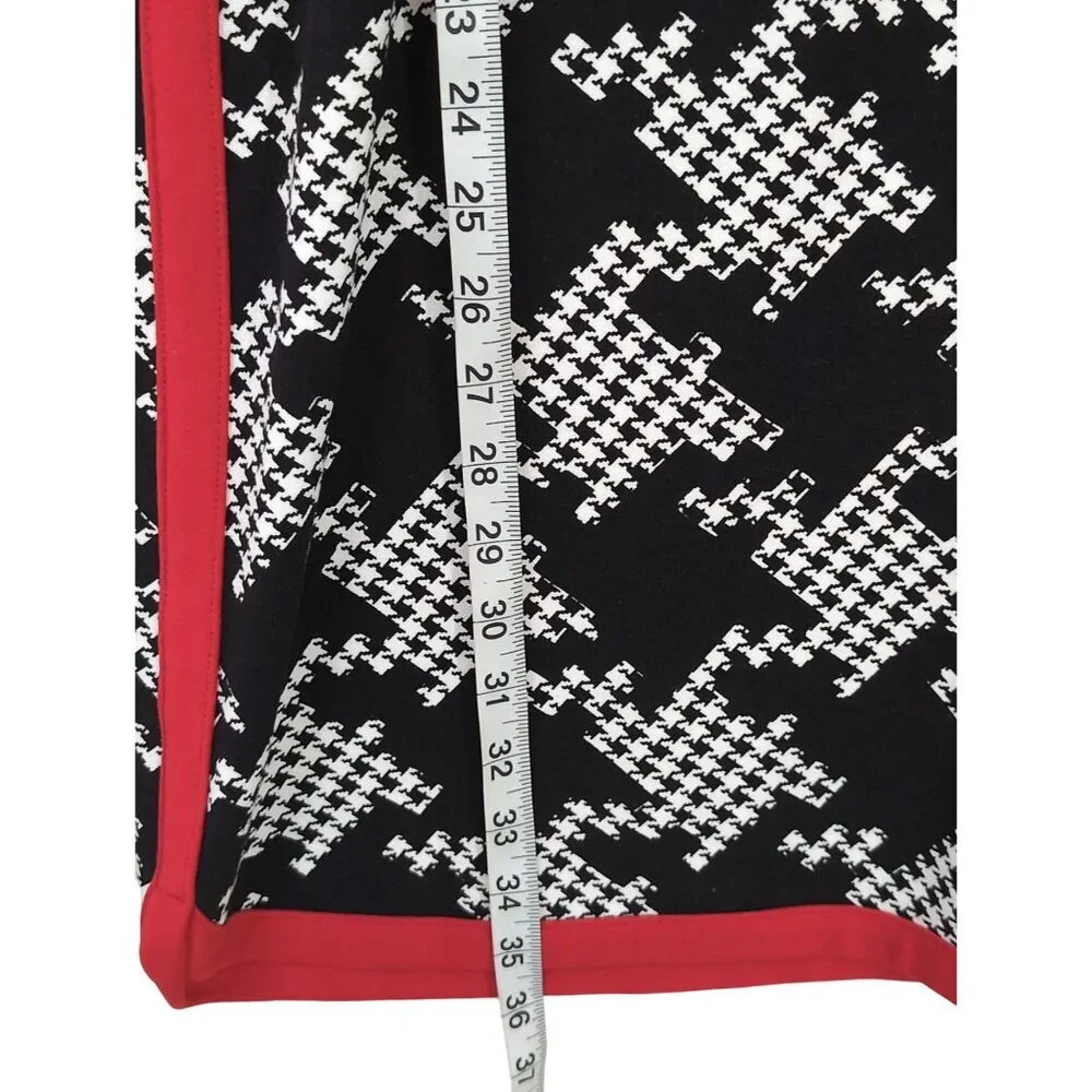 Crown & Ivy‎ Dress Womens M Black White Houndstooth Preppy Career Office